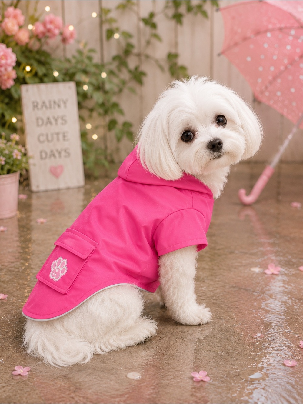 NWT CANADA POOCH‎ Torrential Tracker 18" PINK Rain Coat For Dogs 18 inch